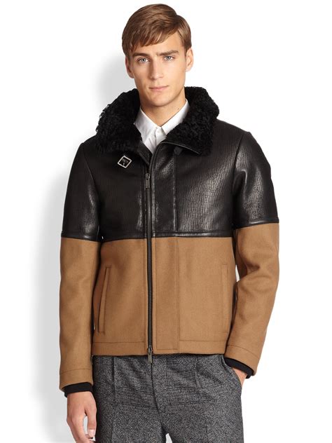 shearling fendi|Black shearling jacket .